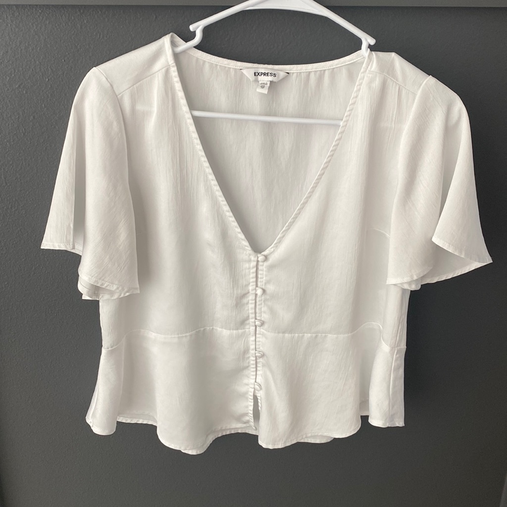 White Express Button Down Blouse